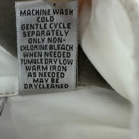 Chico's Lightweight Jacket Size 2‎ Long Sleeves Snaps White with Tan Stitching - Picture 7 of 10